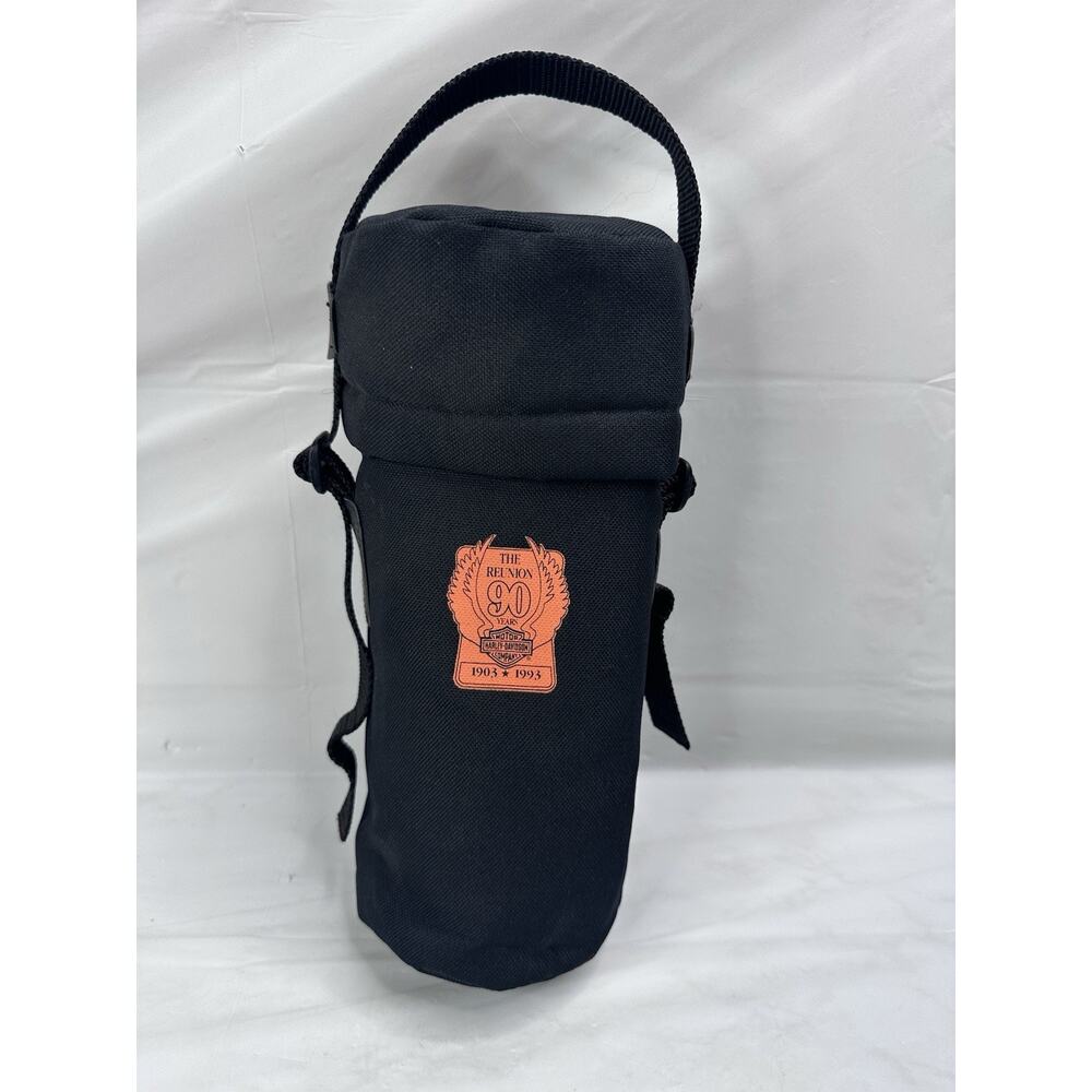VINTAGE HARLEY DAVIDSON 90 YEAR REUNION 1903-1993 BLACK BOTTLE BAG POUCH COOLER